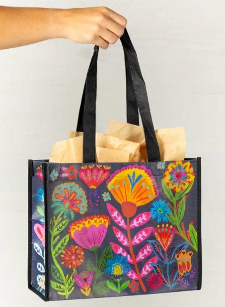 Large Bag Navy Folk Flower Natural Life gift bag