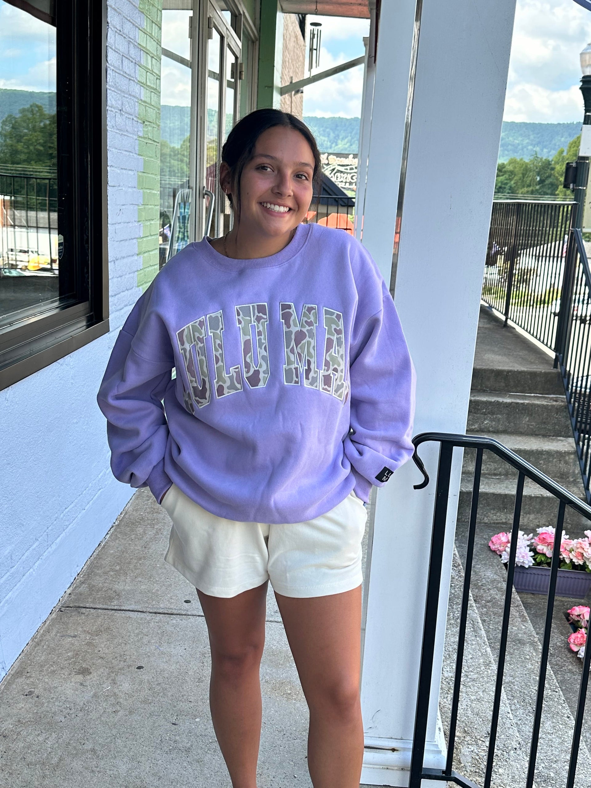 Lavender LuLu Mac Sweatshirt w CamouflageAppliqué Girlie Girl / LuLu Mac Sweatshirt