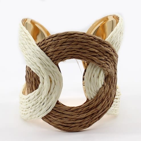 Layton Natural Raffia Cuff Bracelet, Ivory and Brown Meghan Browne Accessories