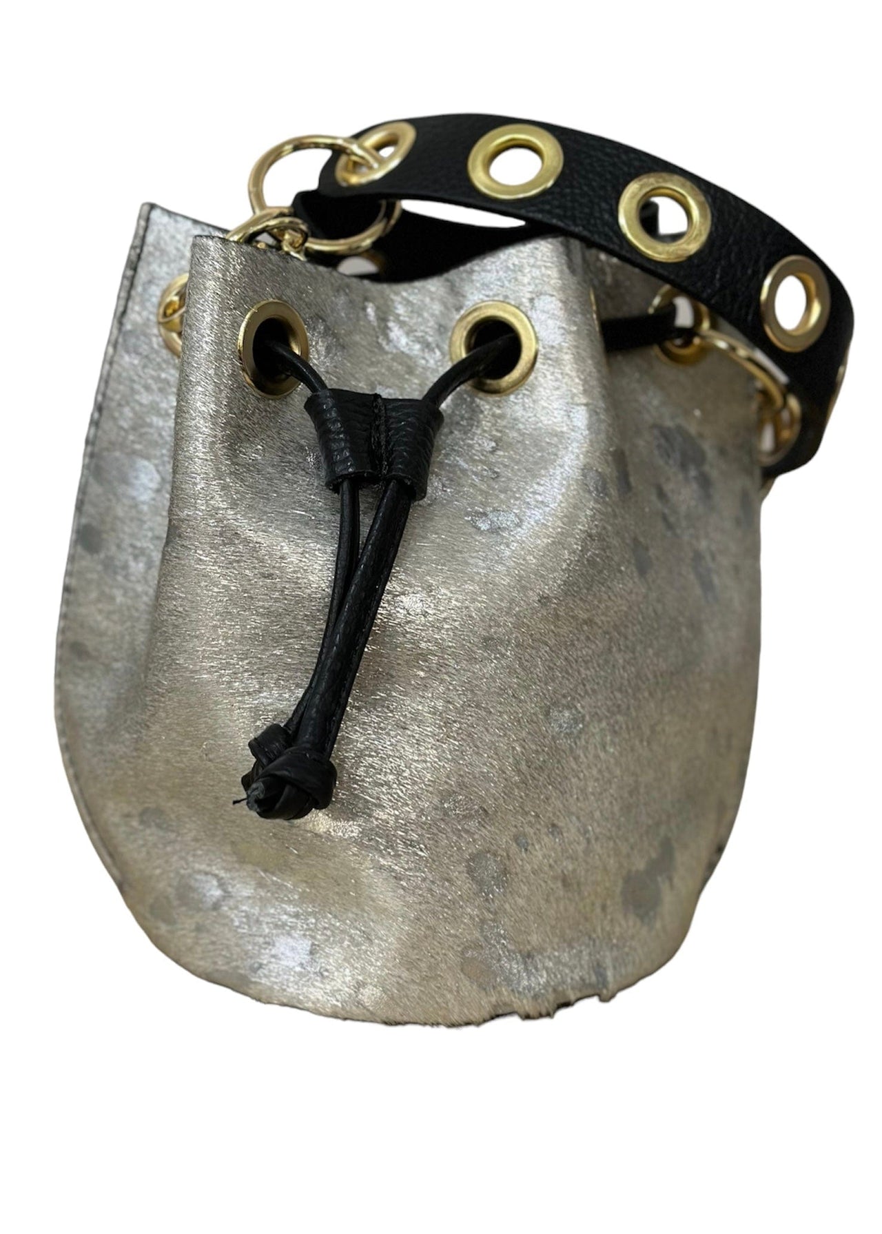 Leather Bucket Bag Charlie Leather Silver