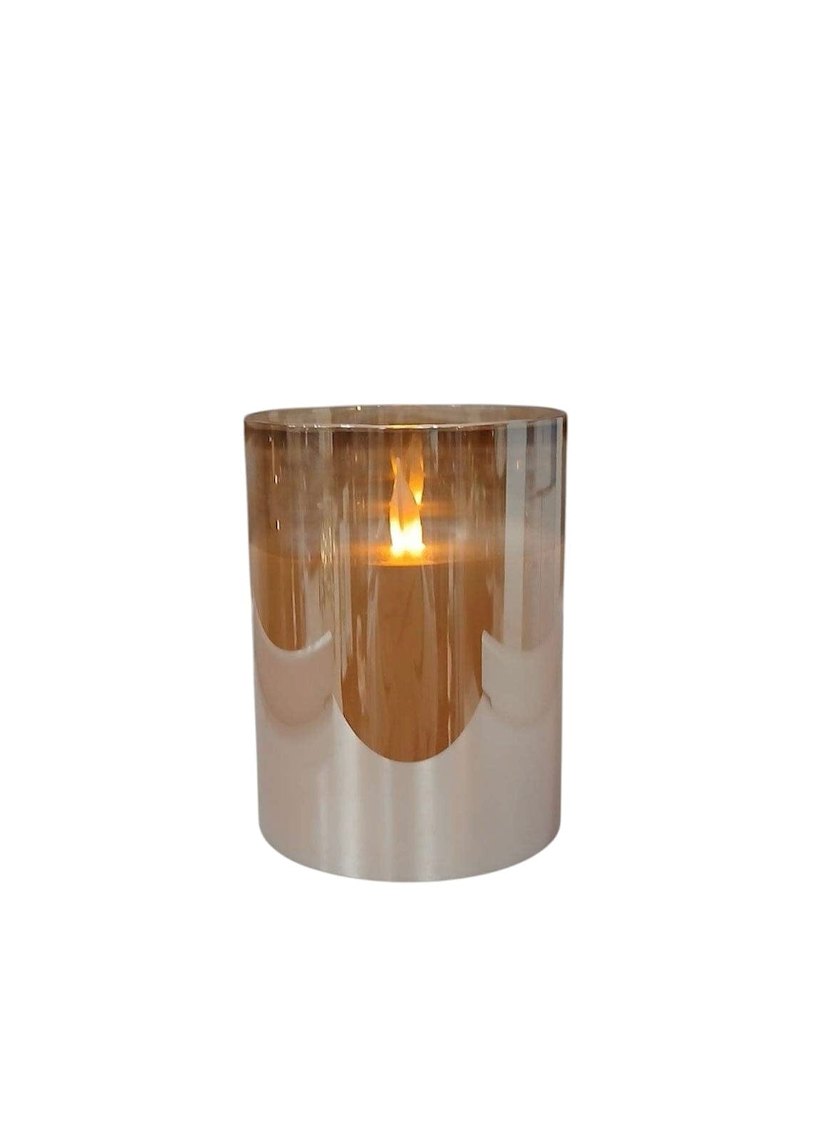 LED Candles in Gold Glass Ganz Flameless Candle