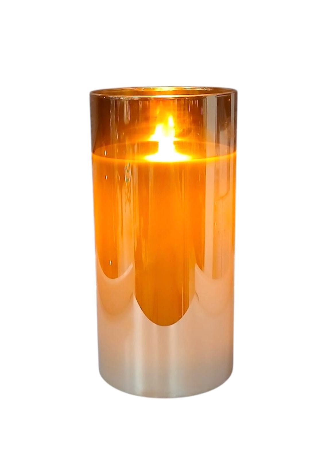 LED Candles in Gold Glass Ganz Flameless Candle