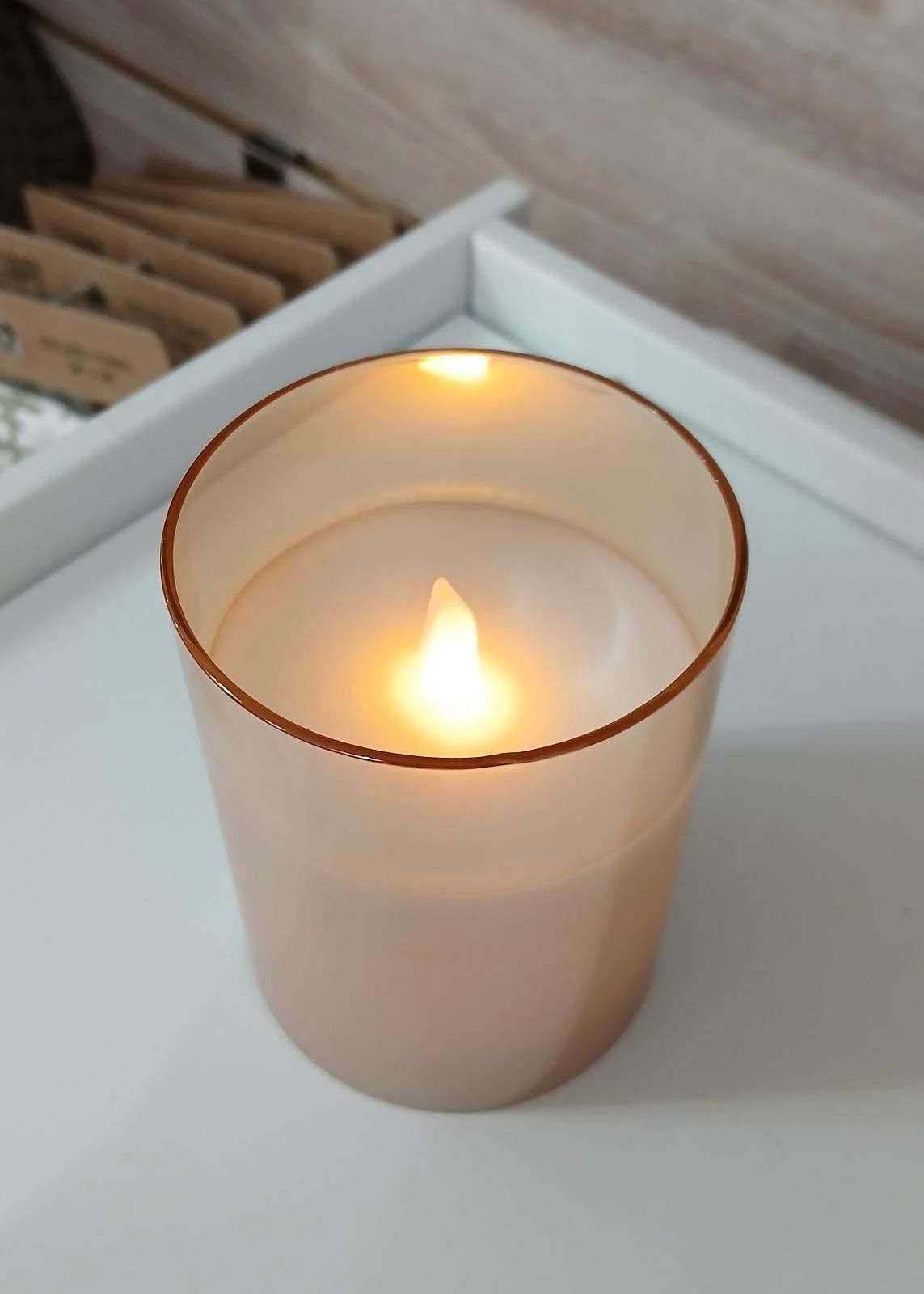 LED Candles in Gold Glass Ganz Flameless Candle