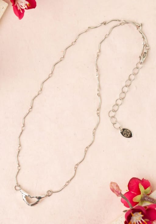 Leilani Antique Silver Heart Hands Simple Necklace 15.75" x 17.75" Anne Vaughan Designs Jewelry Necklace