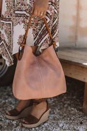 LHL001-2 Side Metal Accent Hobo Bag: Mocha MiMi Wholesale