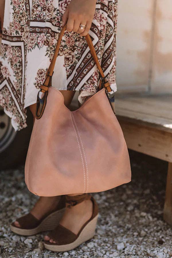 LHL001-2 Side Metal Accent Hobo Bag: Mocha MiMi Wholesale