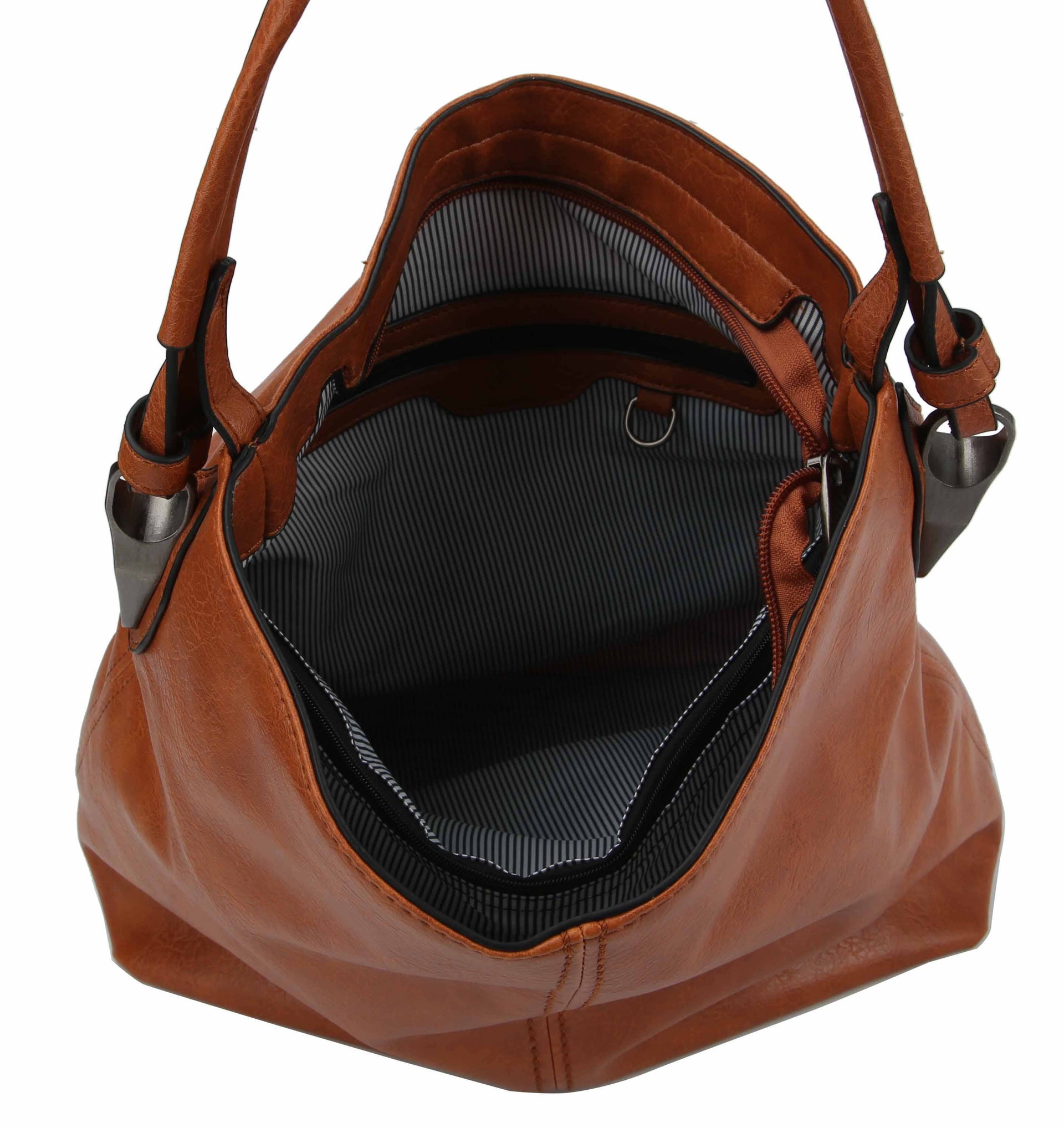 LHL001-2 Side Metal Accent Hobo Bag: Mocha MiMi Wholesale