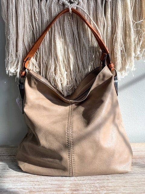 LHL001-2 Side Metal Accent Hobo Bag: Mocha MiMi Wholesale