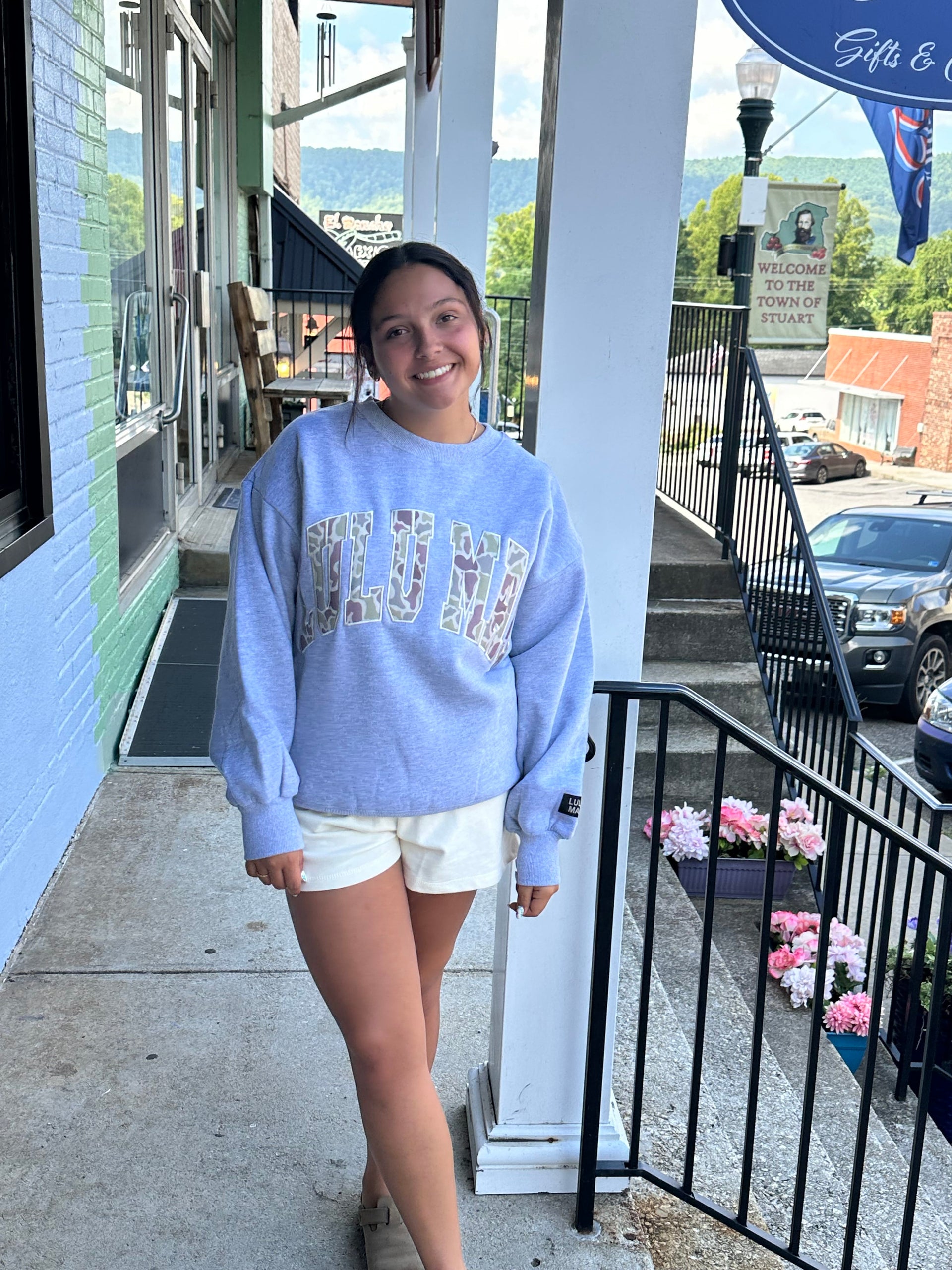 Light Grey LuLu Mac Sweatshirt w CamouflageAppliqué Girlie Girl / LuLu Mac