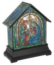 Light Up Shimmer Holy Family Stained Glass Globe Ganz Water Globe