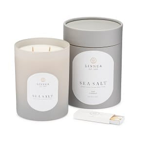 Linnea Sea Salt Large 2-Wick Candle, Gray Linnea Candle