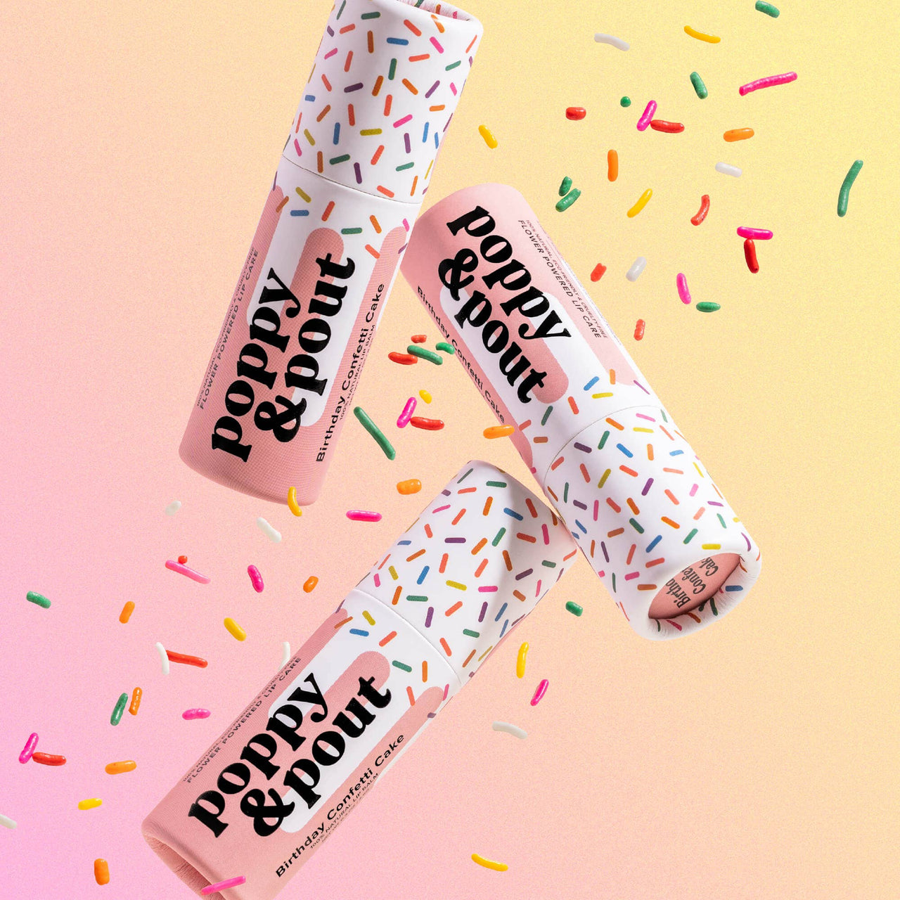 Lip Balm, Birthday Confetti Cake, Pink Poppy & Pout