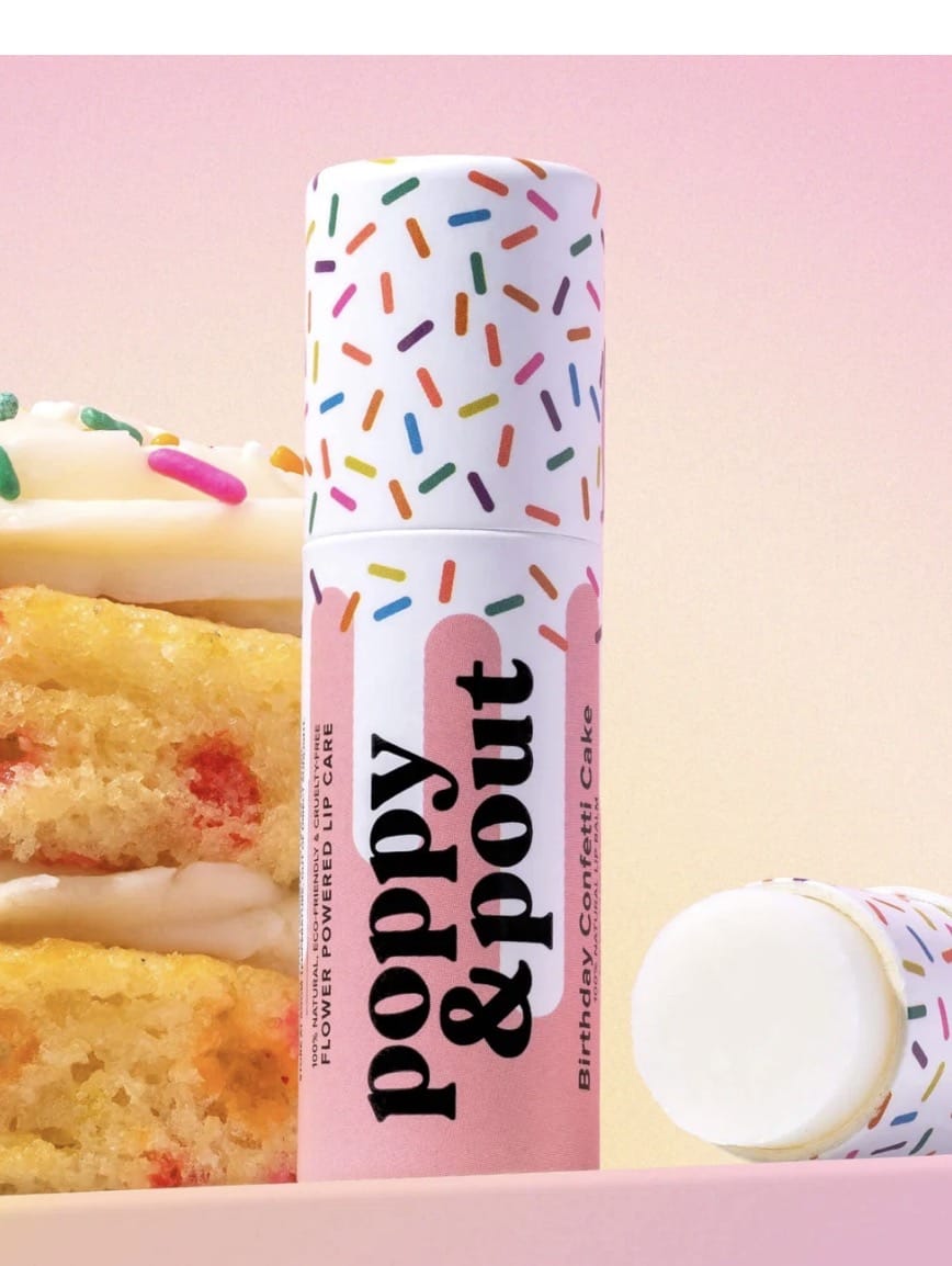 Lip Balm, Birthday Confetti Cake, Pink Poppy & Pout