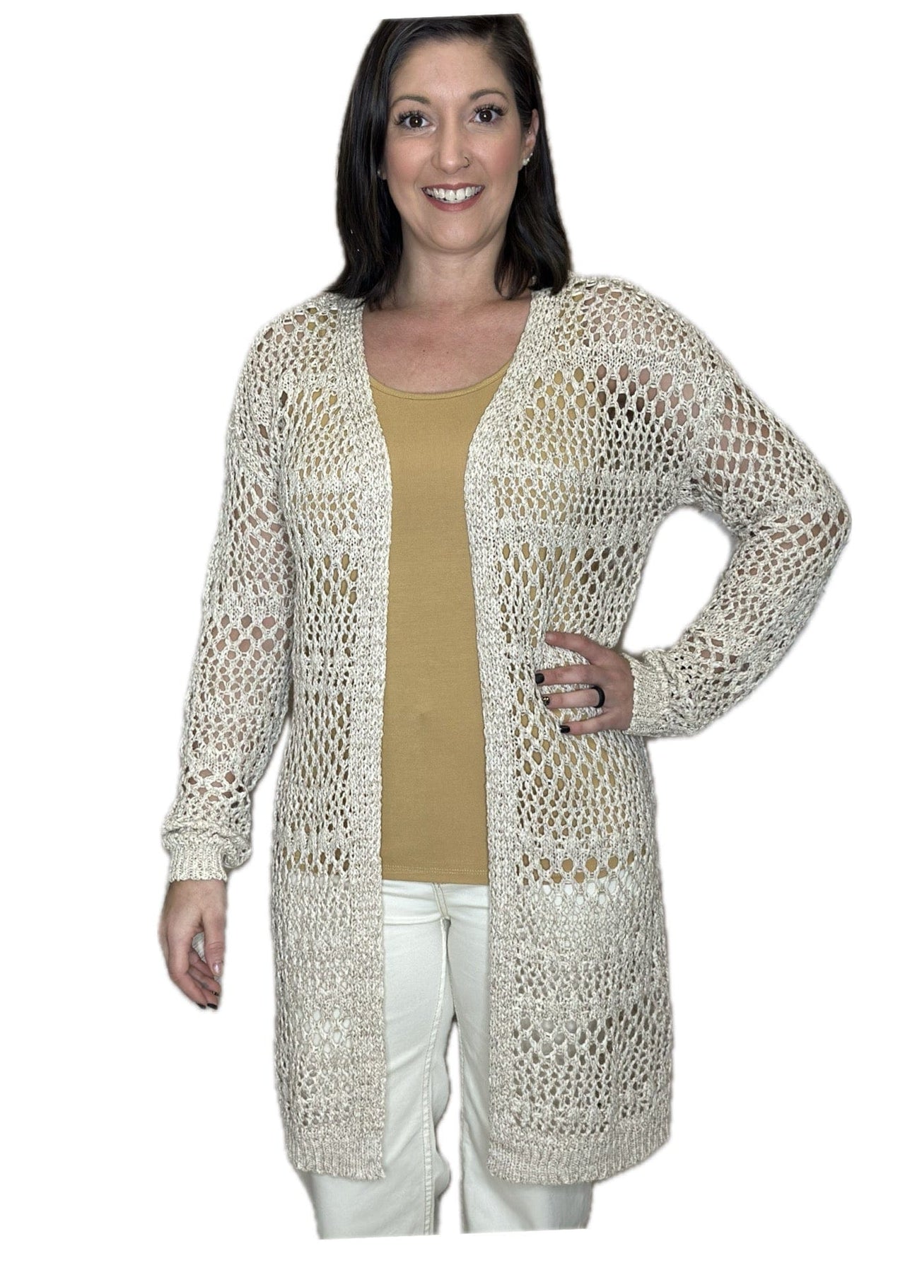 Long Knit Crochet Cardigan by Charlie B Charlie B Cardigan