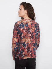 Long Sleeve Drop Shoulder V-Neck Reversible Printed Sweater, Passion Charlie B Sweater