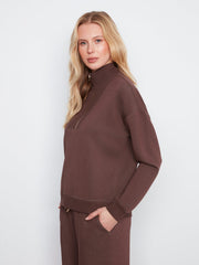 Long Sleeve Half-Zip High Collar Sweatshirt, Epsresso Chiné H-Espresso Charlie B Sweatshirt