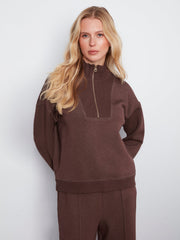 Long Sleeve Half-Zip High Collar Sweatshirt, Epsresso Chiné H-Espresso Charlie B Sweatshirt