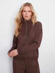 Long Sleeve Half-Zip High Collar Sweatshirt, Epsresso Chiné H-Espresso Charlie B Sweatshirt