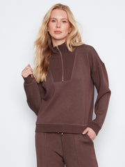 Long Sleeve Half-Zip High Collar Sweatshirt, Epsresso Chiné H-Espresso Charlie B Sweatshirt