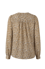 Long Sleeve Lace Up Front Woven Blouse, Gold Blue Multi Liverpool Top