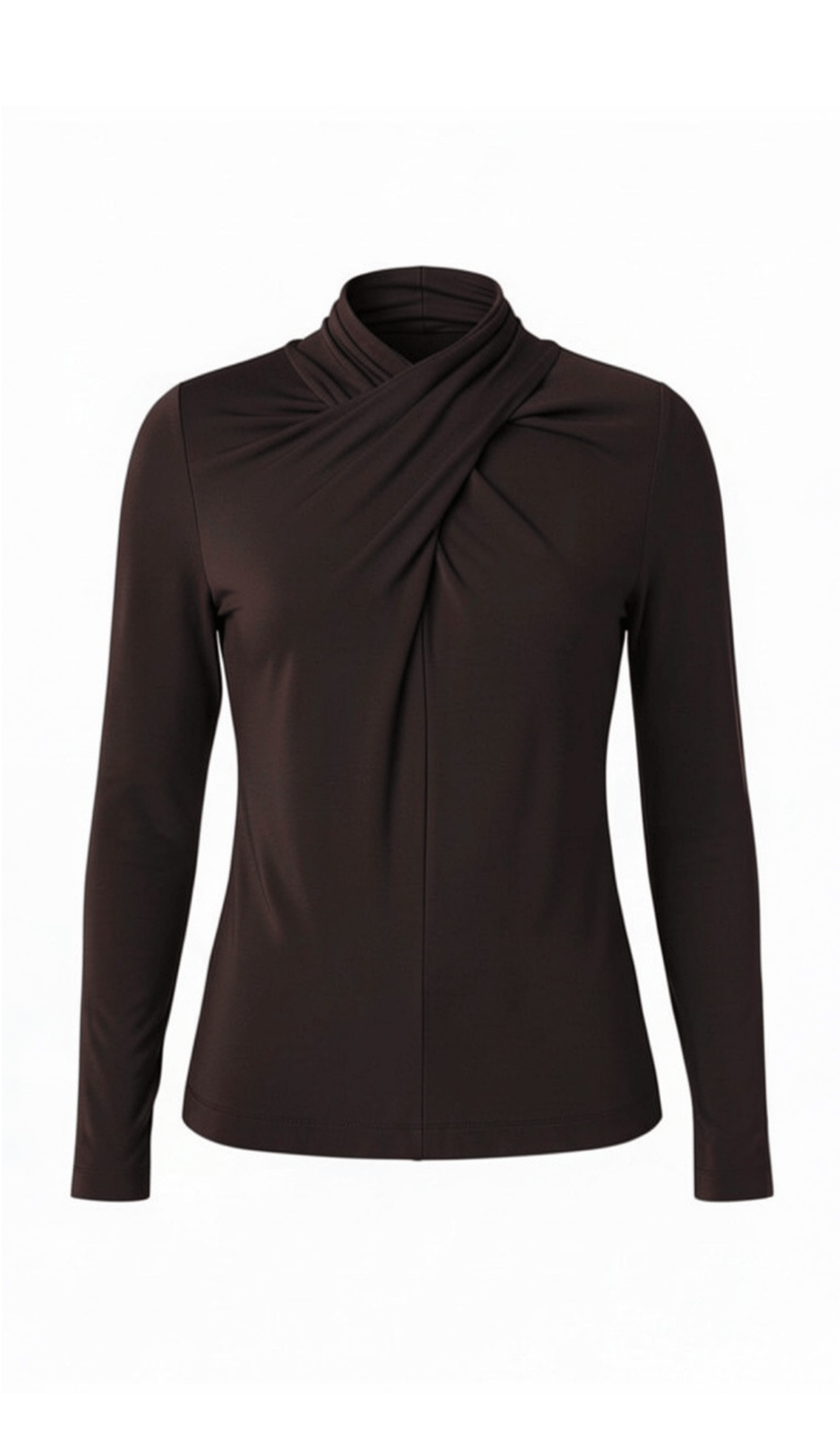 Long Slv Wrap Neck Knit Top, Java Liverpool Top