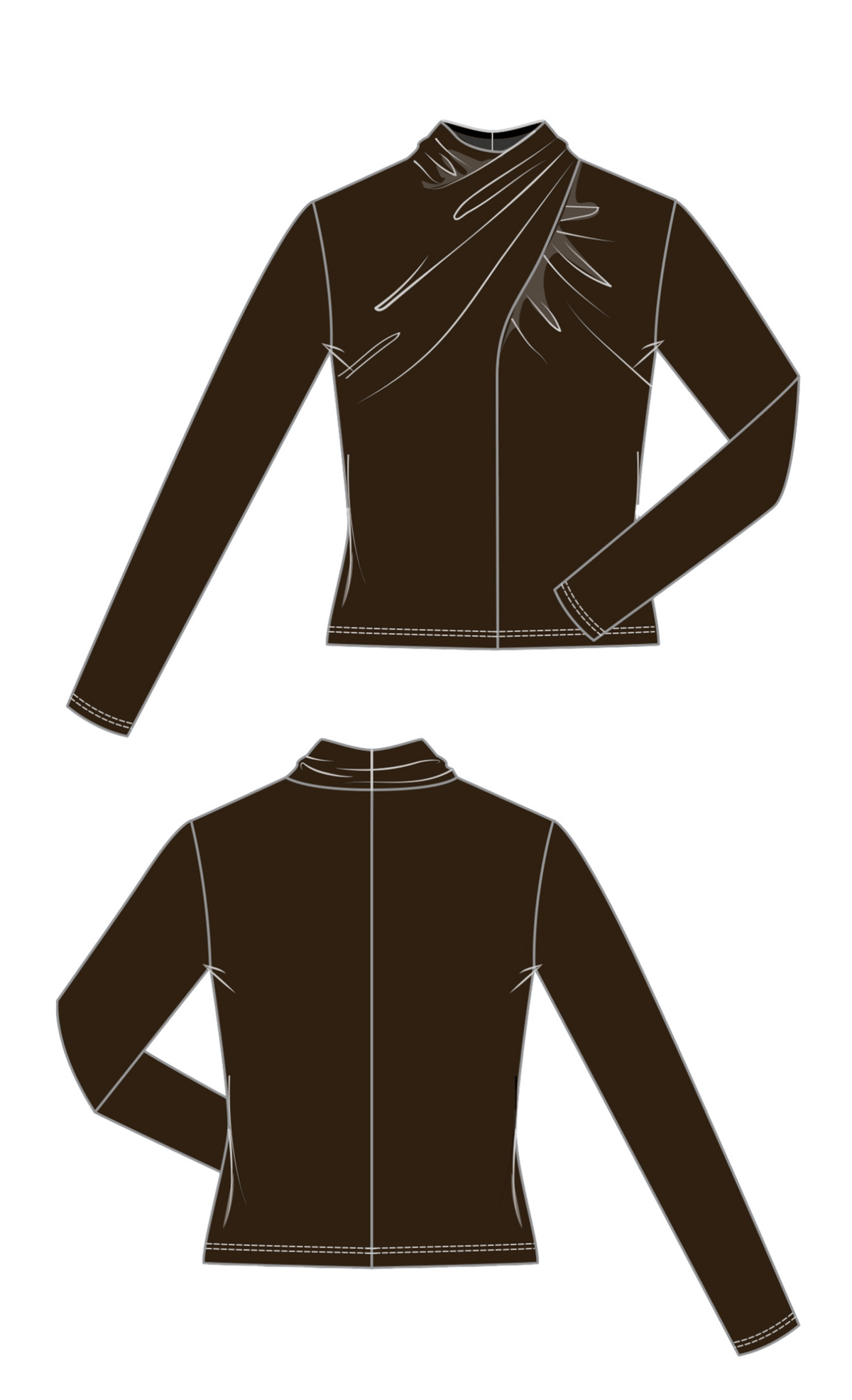 Long Slv Wrap Neck Knit Top, Java Liverpool Top