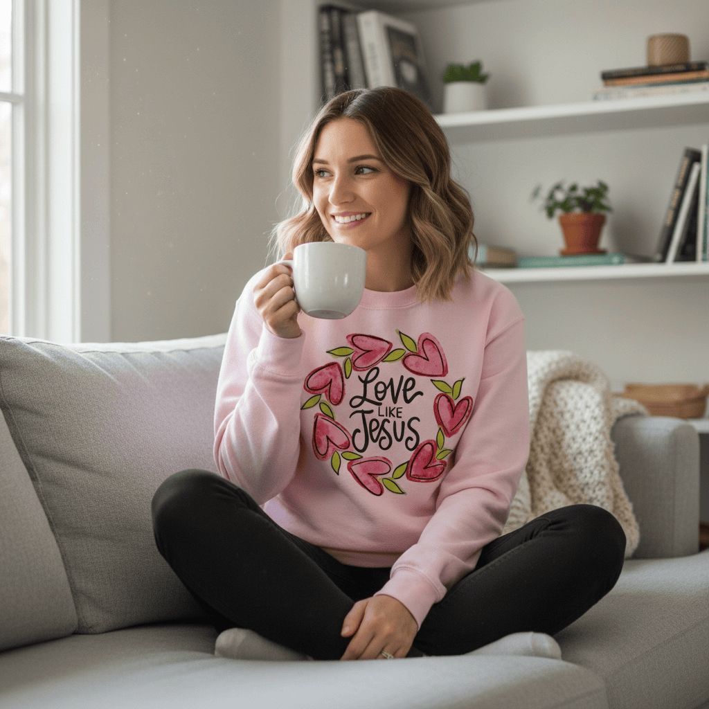 Love Like Jesus Sweatshirt - Minimum 6: Light Pink / Small Baxter & Me