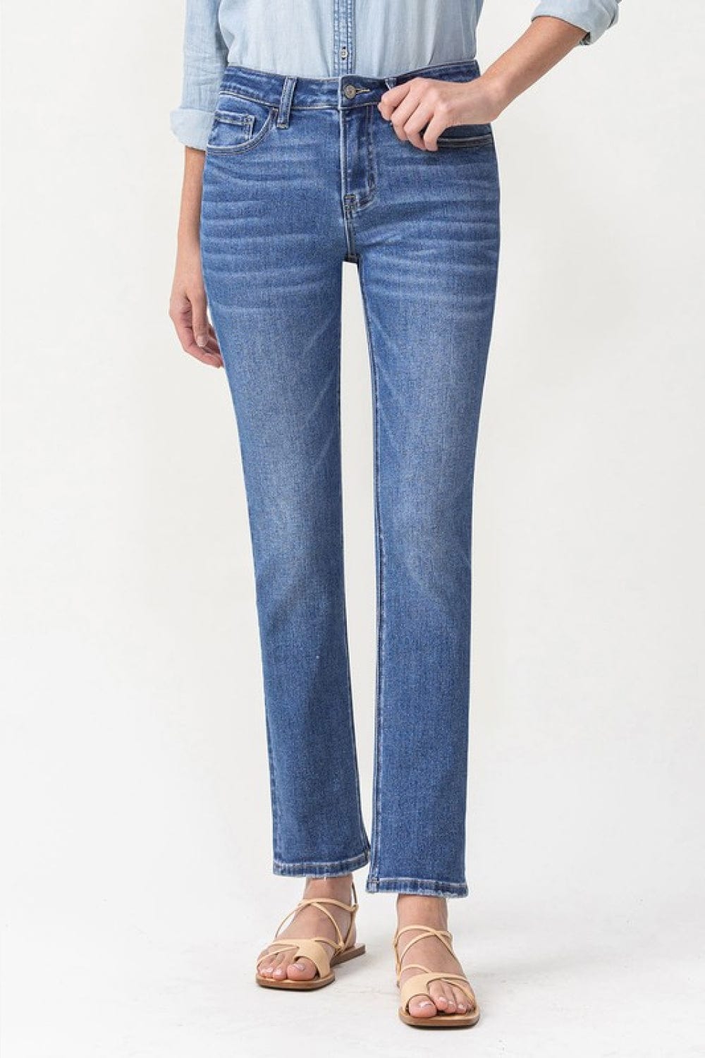 Lovervet Full Size Maggie Midrise Slim Ankle Straight Jeans Trendsi Jeans Medium / 24