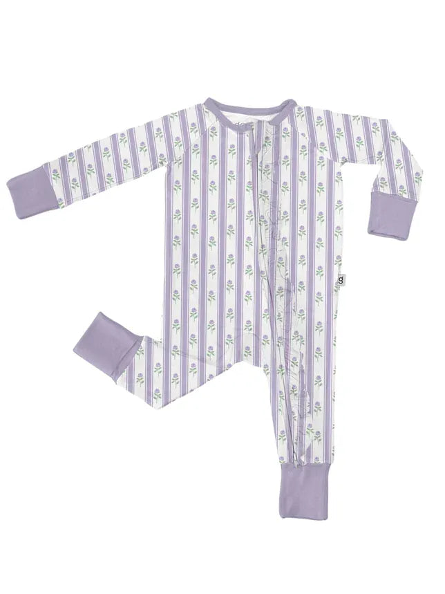 LS Zip PJ by Goosies | Lilac Ribbons Goosies Sleeper LS Zip PJ 0-3 mos