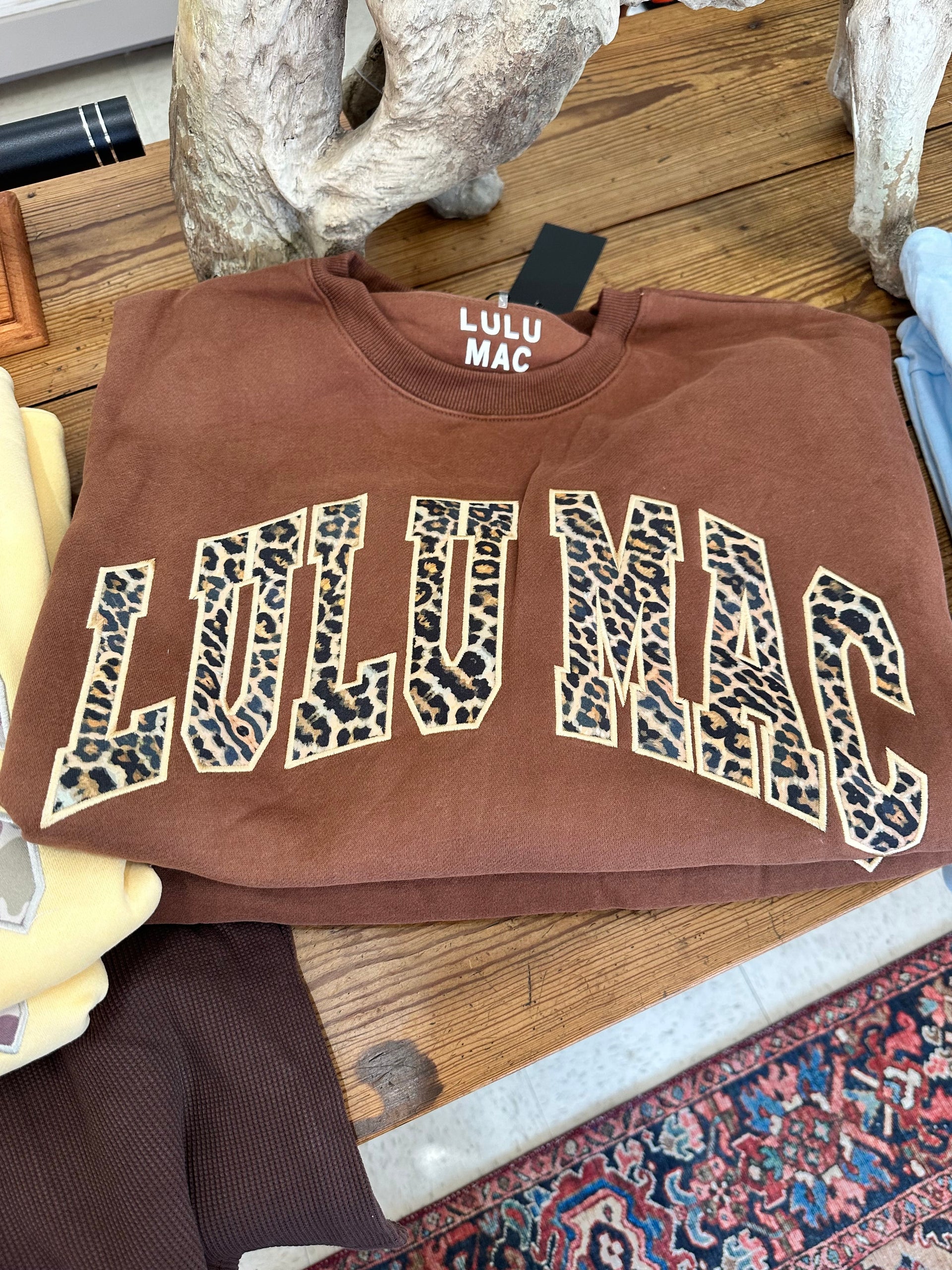 LuLu Mac Sweatshirt = Brown w Leopard Girlie Girl / LuLu Mac Sweatshirt
