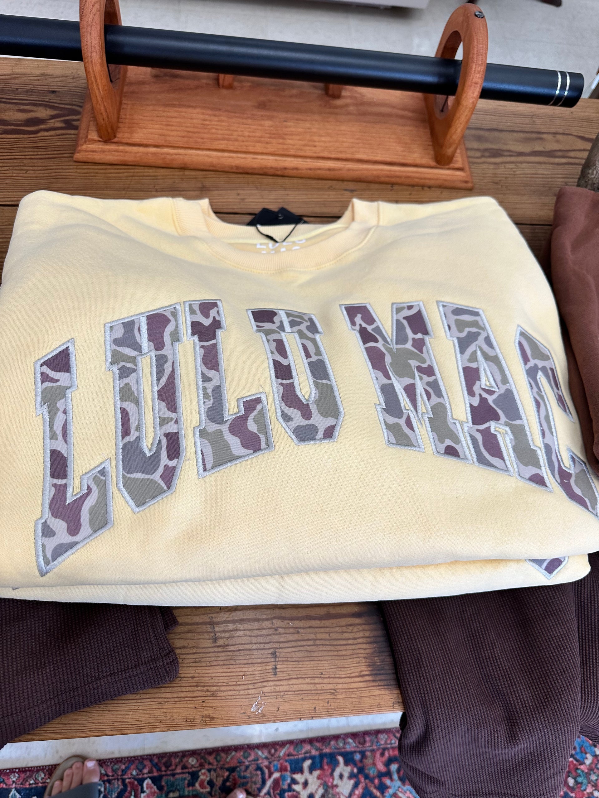 LuLu Mac Sweatshirt = Butter w Camouflage Girlie Girl / LuLu Mac Sweatshirt