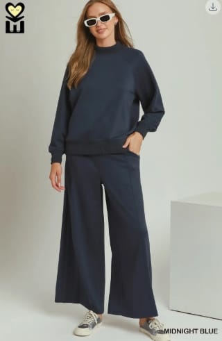 LUXEKNIT Wide Leg Pants 28.5", Midnight Blue Umgee Pants
