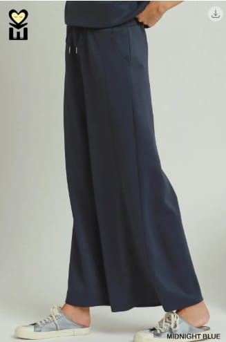 LUXEKNIT Wide Leg Pants 28.5", Midnight Blue Umgee Pants