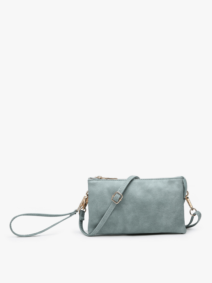 M013 Riley Monogrammable 3 Compartment Crossbody/Wristlet: Teal Jen & Co.