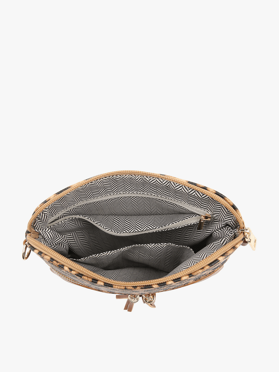 M1785 Tara Double Zip Crossbody Bag/Wristlet: Khaki/ Light Khaki Jen & Co.
