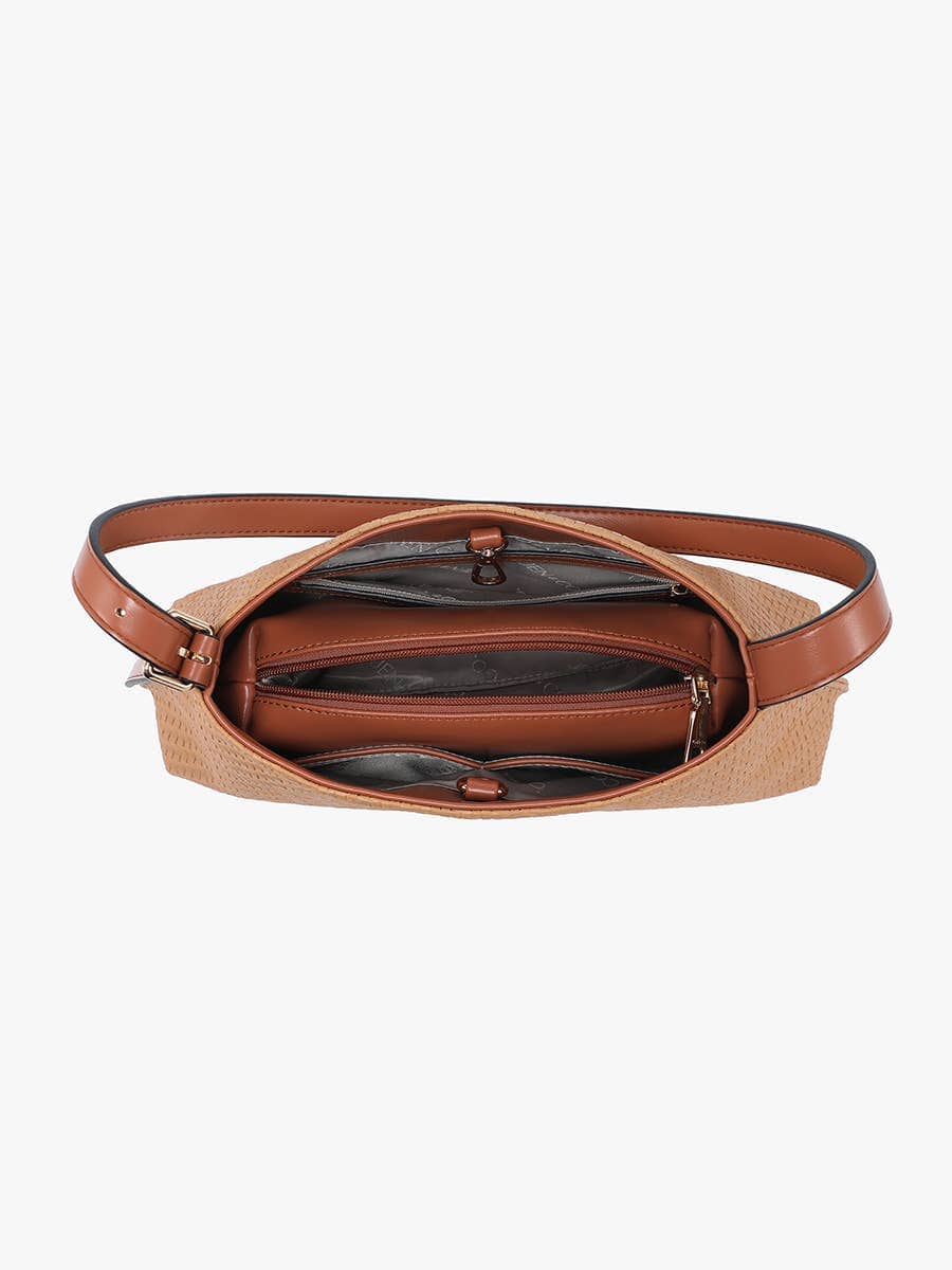 M2814 Elsie Faux Woven Shoulder Bag w/ Inner Bag: Khaki Jen & Co.