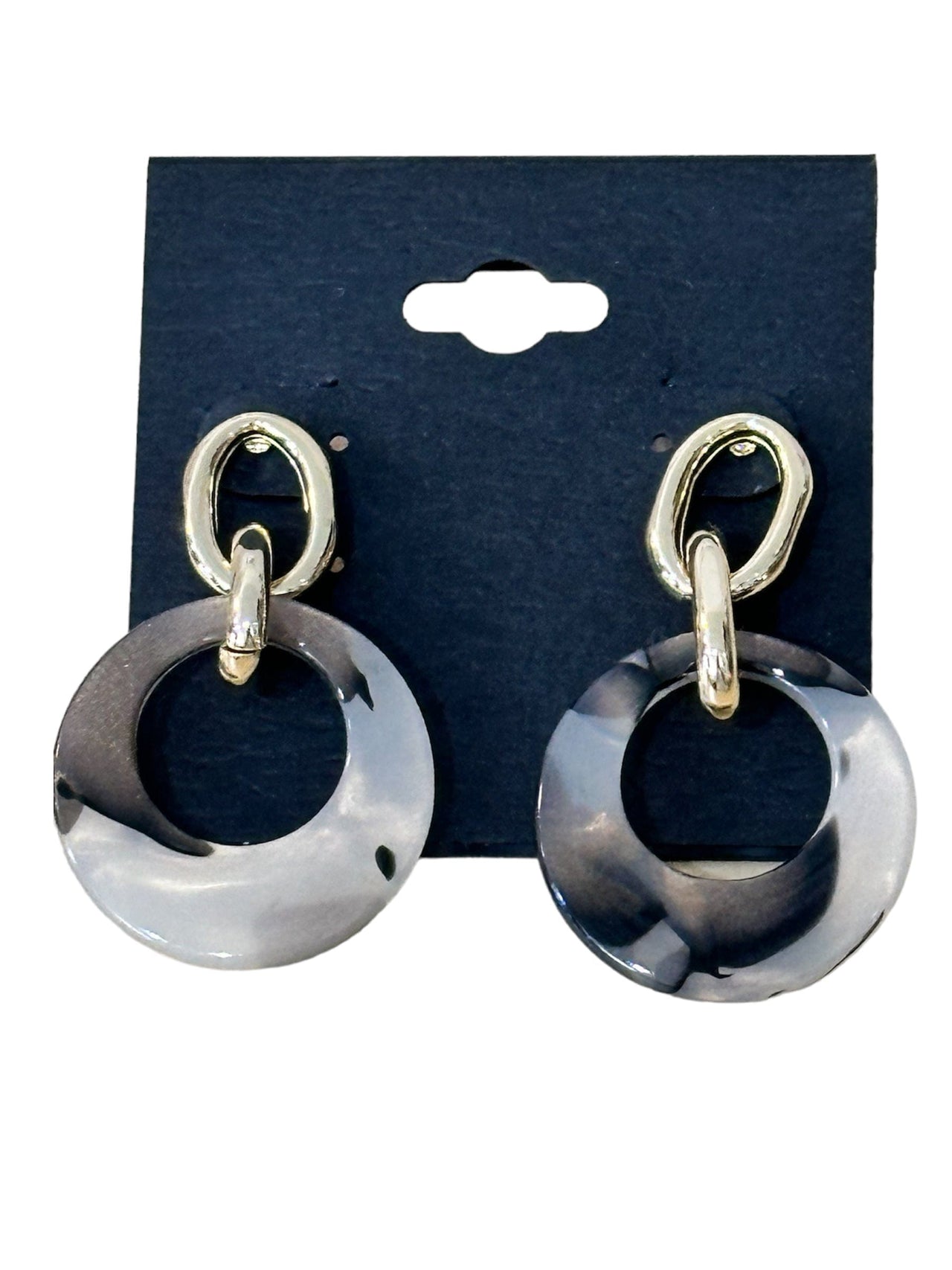 Marble Circle Earrings Mattie B's Gifts & Apparel Black and white