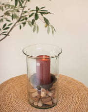 Medallion Series Hurricane Vase, 11.5", Recycled Glass Kalalou, Inc. Candle Holders