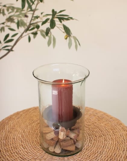 Medallion Series Hurricane Vase, 11.5", Recycled Glass Kalalou, Inc. Candle Holders