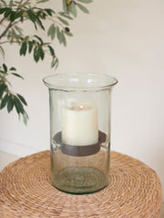 Medallion Series Hurricane Vase, 11.5", Recycled Glass Kalalou, Inc. Candle Holders