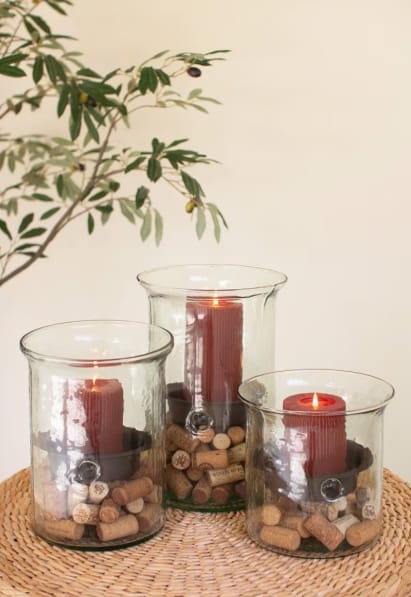 Medallion Series Hurricane Vase, 11.5", Recycled Glass Kalalou, Inc. Candle Holders