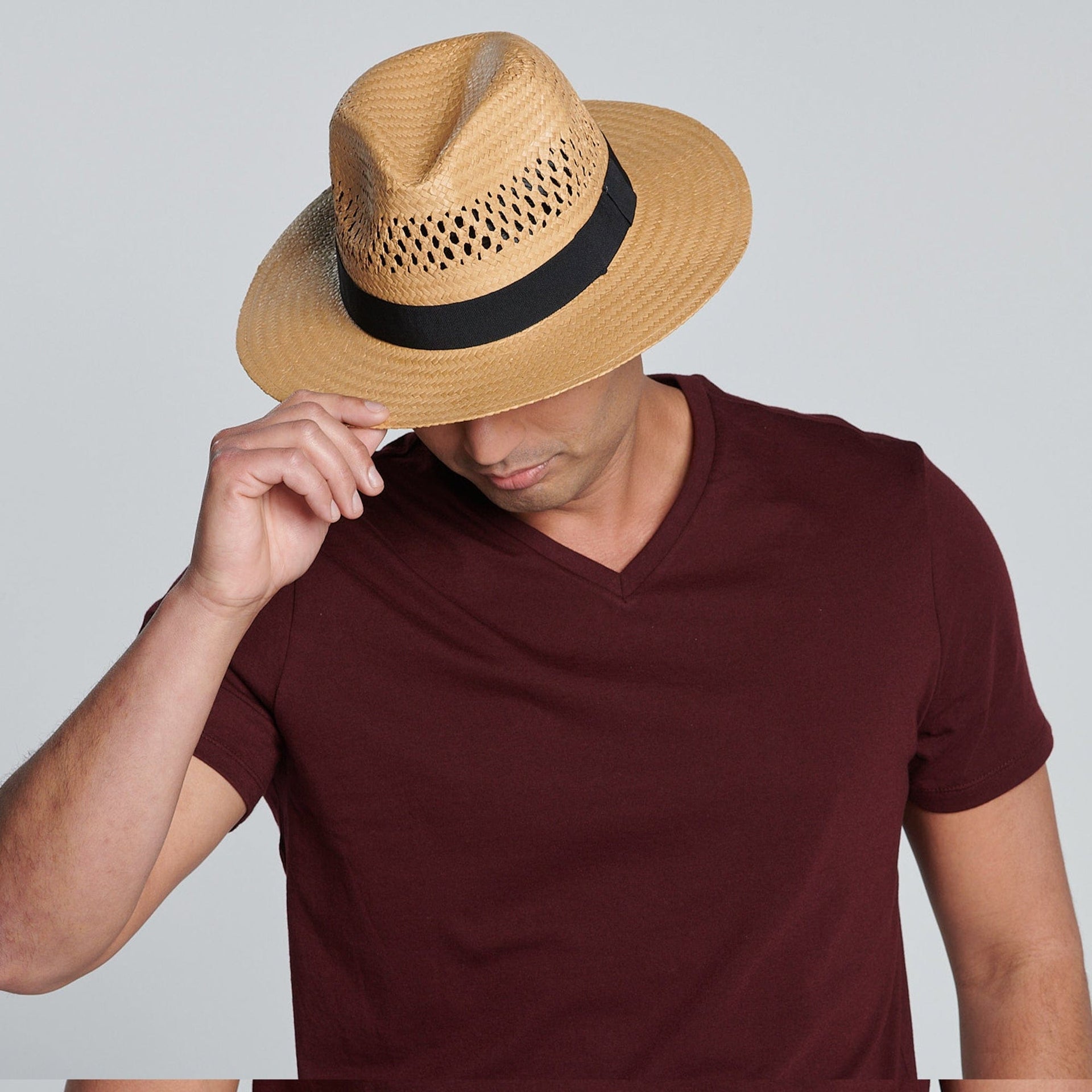 Men's Paper Fedora W Vents | Tobacco San Diego Hat Company HAT
