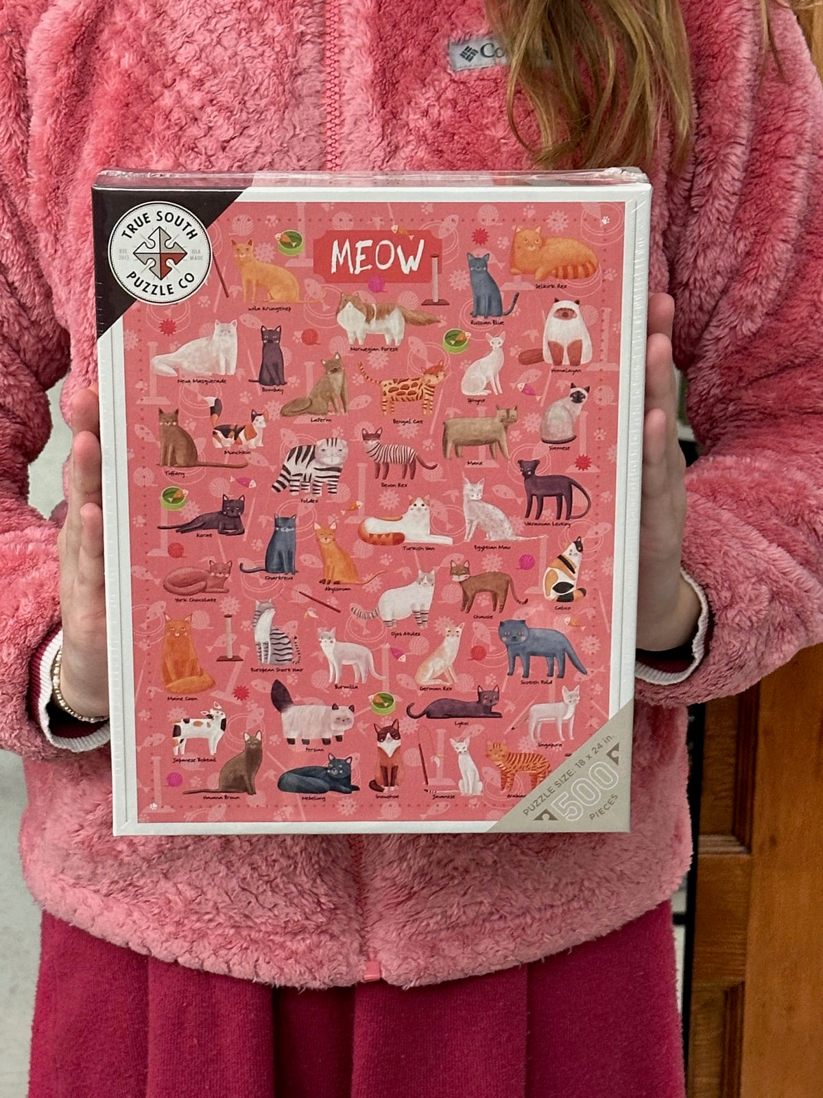 Meow Cat Breeds 500-Piece Jigsaw Puzzle, True South True South Puzzle Co. Puzzle