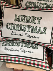 Merry Christmas Gingham Lumbar Pillow, Local Towns Little Birdie Throw Pillows Woolwine