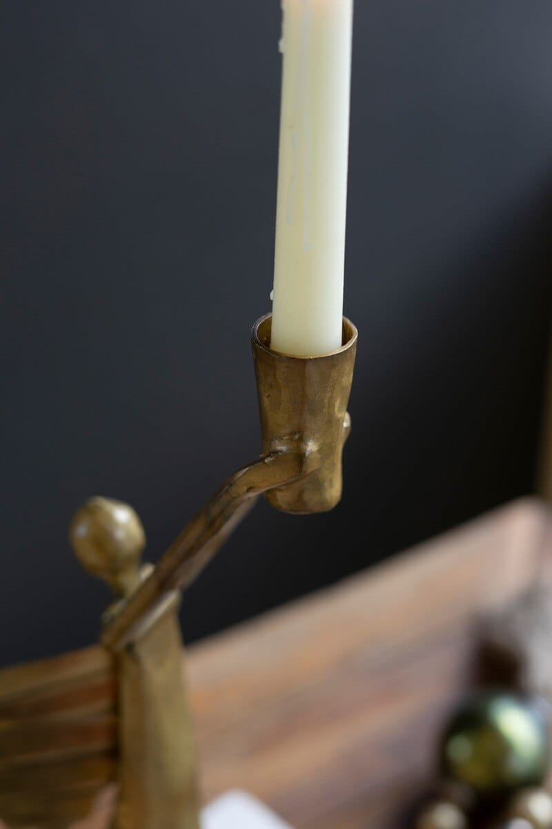 Metal Christmas Angel Taper Candle Holder, Antique Gold Kalalou, Inc. Decor
