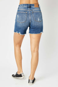 Thumbnail for Mid-Rise Hi-Lo Destroyed Shorts | Judy Blue Judy Blue Jean