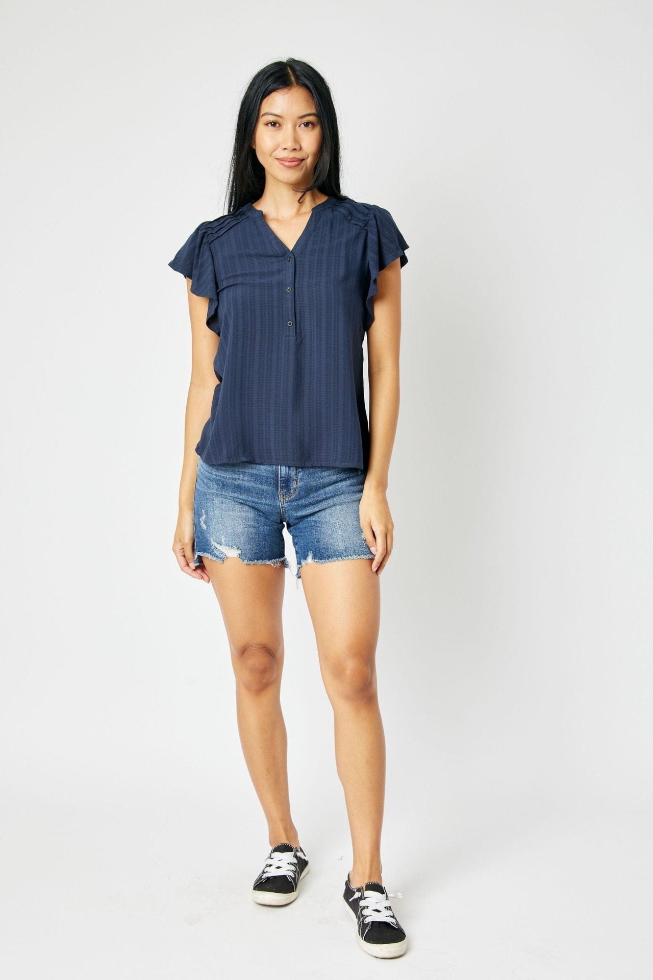 Mid-Rise Hi-Lo Destroyed Shorts | Judy Blue Judy Blue Jean