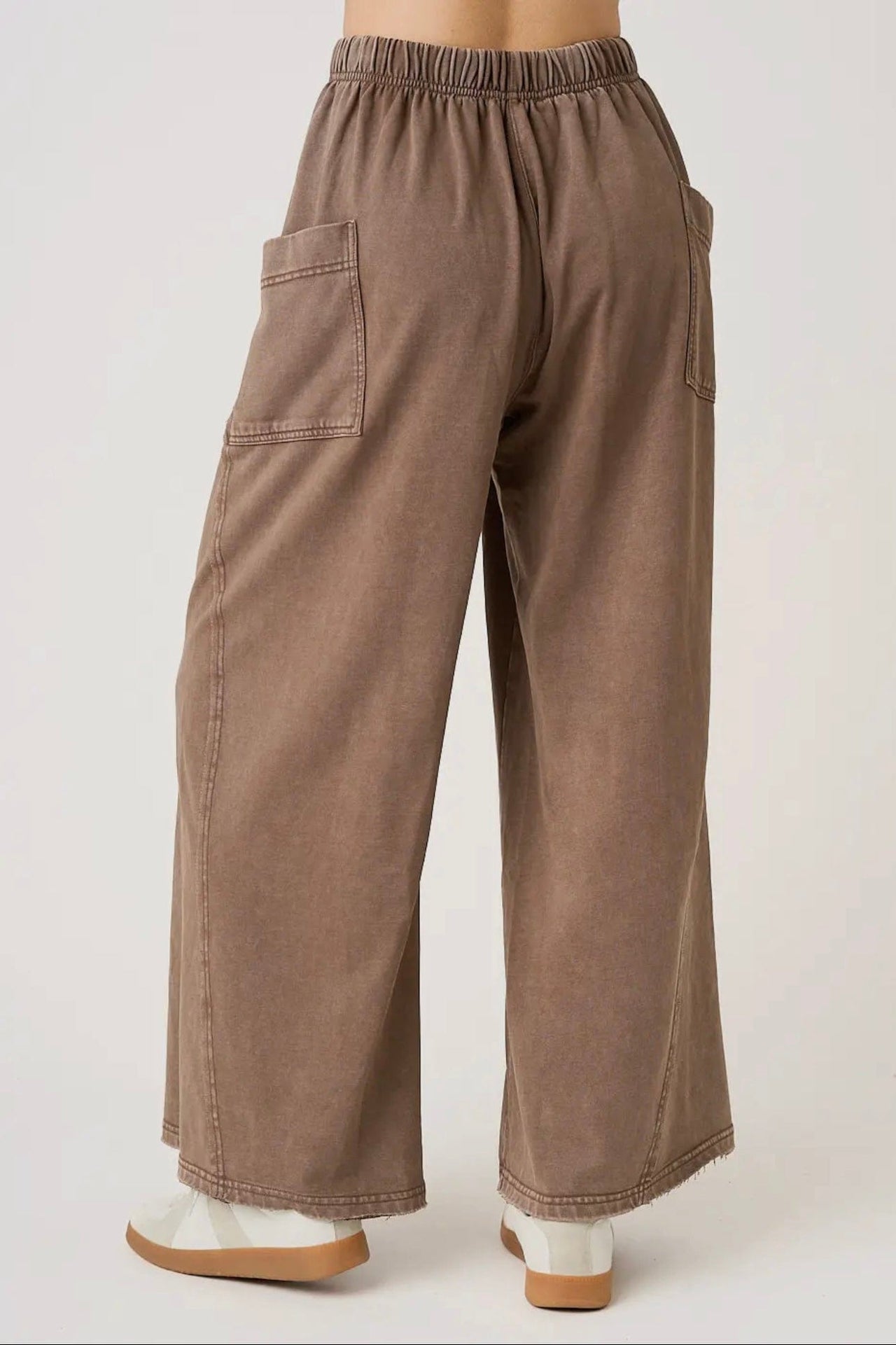 Mineral Wash Dropped Side Pocket Wide Leg Pants: Coco mittoshop Casual Pant