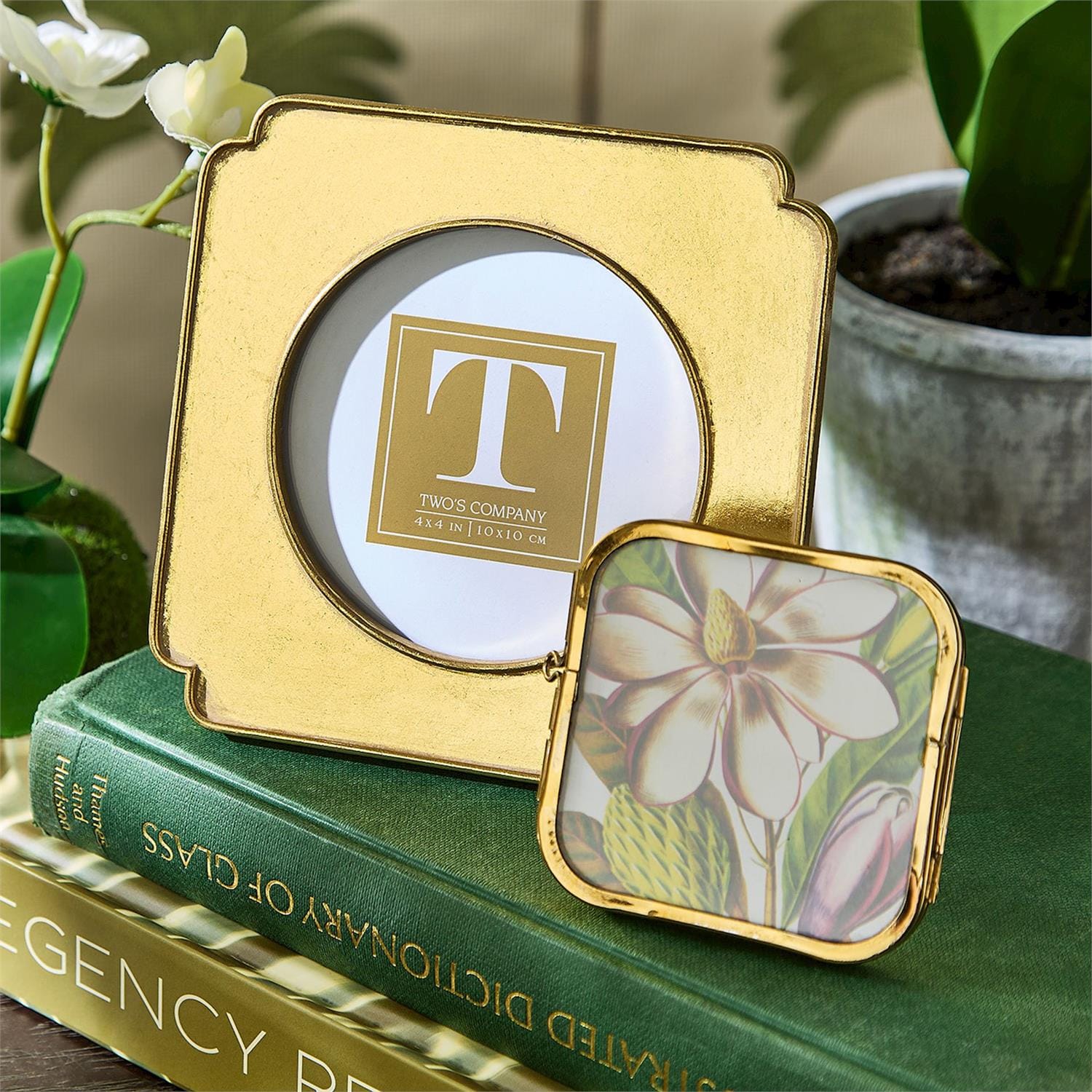 Mini Metal Frames with Gold Trim | 3 Assorted Two's Company Picture Frames