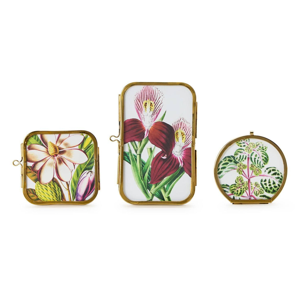 Mini Metal Frames with Gold Trim | 3 Assorted Two's Company Picture Frames Rectangle